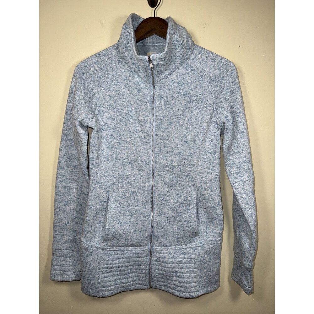 Thread & Supply Light Blue Knit Full Zip Fleece Jacket Mock Neck S